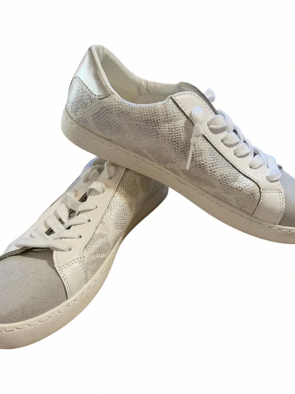 Vintage Havana Carla Silver Snake Grey White Suede Lace-Up Sneakers Sz 9 NWOB